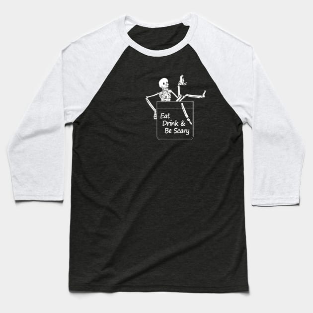 Pocket Skeleton for Halloween Fans Baseball T-Shirt by Halloween Merch